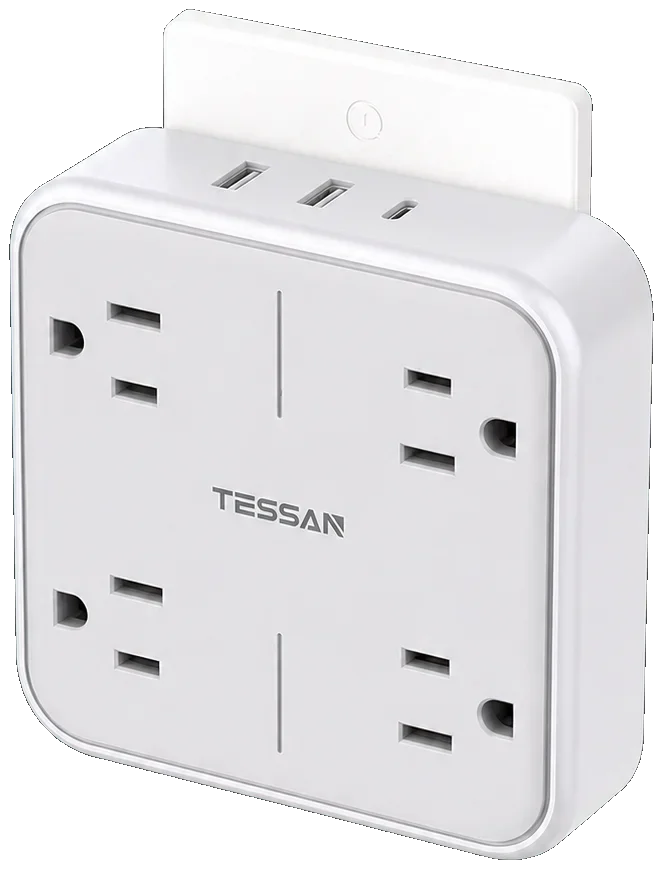 TESSAN 4-Outlet USB-C Wall Extender
